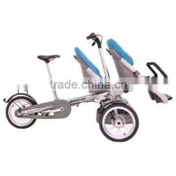 3-in-1 folding two seat baby stroller bike