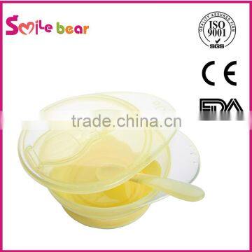 Baby plastic feeding bowl with lid spoon and fork