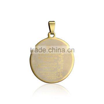 Fashion stainless steel yellow round circle necklace pendant with the Bible