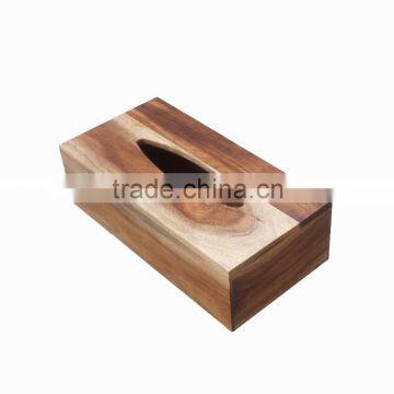 Acacia wood Tissue Box with removable bottom panel