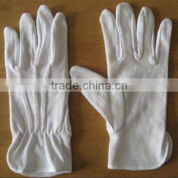 uniform for martial band white cotton glove with mini PVC dots on palm