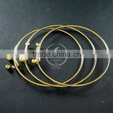 65mm diameter 14K light gold plated brass double beads screw top adjustable DIY wiring bracelet bangle supplies 1900095