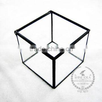 11.5*11.3*10cm geometric cube glass terrarium flower arrangement air plant planter greenhouse home decoration 0100010