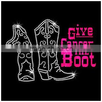 give cancer the boot with breast cancer hot fix rhinestones design