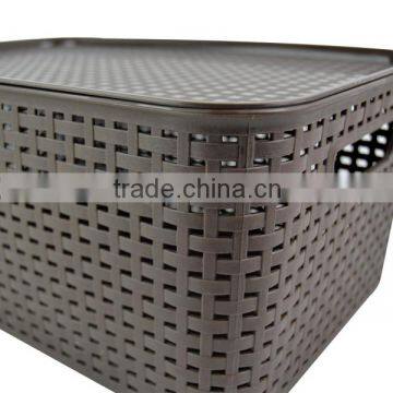 Simple Storage Box For Dirty Clothes Plastic Rattan Storage Basket With Lid photo-3
