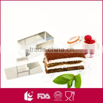 Stailess steel rectangle shaped dessert ring, 4pcs