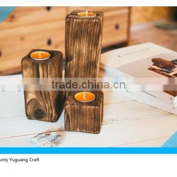 Handmade Dark Paulownia Wooden Candle Holders