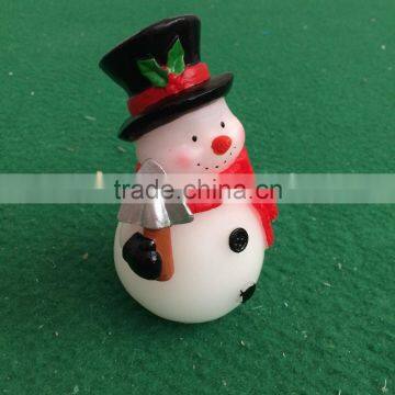 X'mas Yellow Flicking Led Candle Snowman Real Wax Candle Christmas Decoritive Snowman Candle Led Flameless Flicking Led Candle