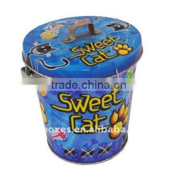 Cat Food storage tin bucket with lid