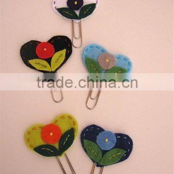 2017 Felt Paperclip Bookmark heart flower made in China