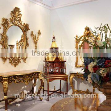 Palace Style Brown and Gold Color Veneer Top Hobby Lobby Console Table