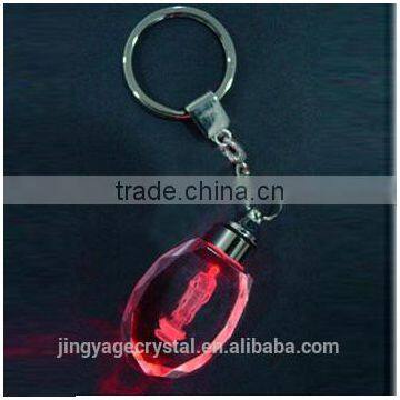 Hot 3d laser transparent photo led crystal keychain