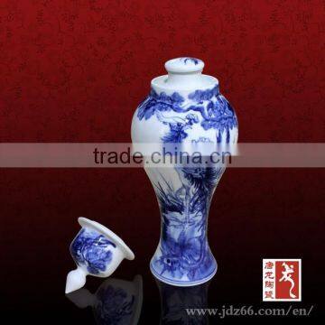 Handpainted blue and white porcelain empty mini wine bottles