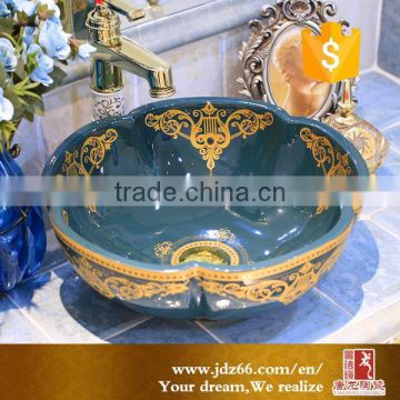 Reliable quality beautiful design on-glazed ceramic pedestal washbasin with the Chinese inscription