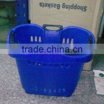 folding supermarket shopping basket with wheels