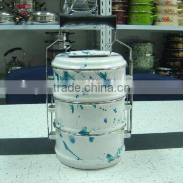 14-20cm 2pcs 3pcs 4pcs Set Portable Enamel Lunch Box Food Tiffin Carrier photo-2