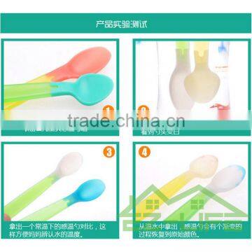 4 Pcs/set ECO Baby Heat Temperature Sensitive Silicone Color Changing Spoons photo-3