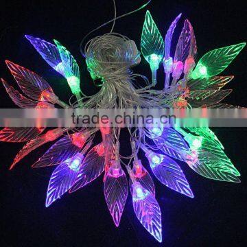 2017 new Outdoor Indoor 20 LED Transparent green leaf String Lights Holiday Christmas Lighting New Year Wedding Decorations