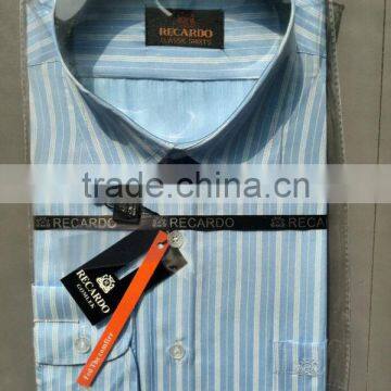 Men's formal stripe shirt,logo embroidery,short sleeve,new design---factory