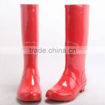Over the Knee Back Lace-up Red Rubber Rain Boots for Women photo-2