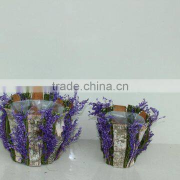 Purple lavender decoration moss and sisal pot