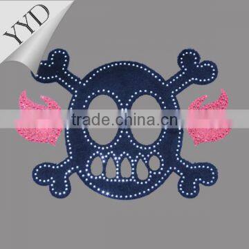 skull glitter vinyl with rhinestuds hotfix motif