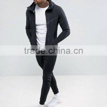 2017High Quality New Design Durable Drawstring Hood Cotton Polyester Sweat Black Casual Men Gym Sports Jacket photo-4