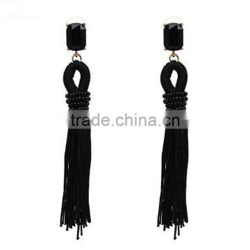 Bohemian Jewelry Rhinestone Gems With Long Colorful Tassel Charms Earrings for Women photo-5