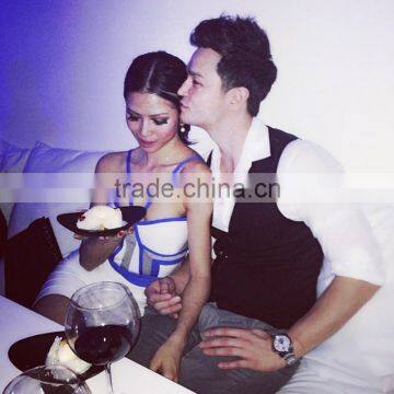 White And Blue Spaghetti Strap Sexy Bodycon 2014 Knitted HL Bandage Dress Evening Party Sexy Dress photo-5