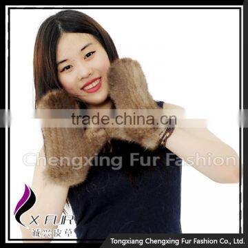 CX-A-60P Hand Knitted Winter Warm Genuine Mink Fur Gloves photo-2