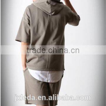 Couple Set Hooded Frayed Pullover + Sweat Shorts photo-2