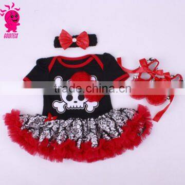 China supplier 3pcs red and black princess short sleeve romper sets import from china