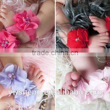 Wholesale foot flower chiffon accessories foot ornaments baby photography shooting props baby pearl foot flowers