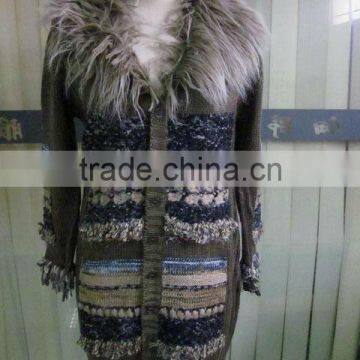 winter wool with fur neck sweater