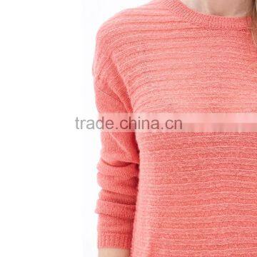 Custom Long Sleeve Rib Knit Hem Crew Neck Sweater Knitted Sweater Women photo-3