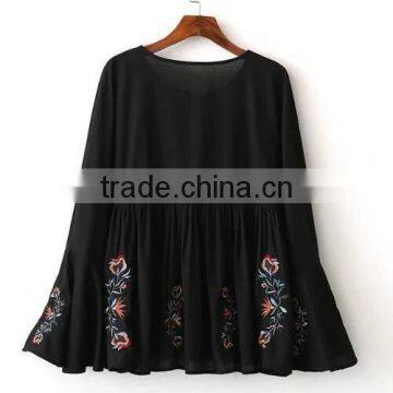 Runwaylover EY2375B 2017 Fashion Women Flare Sleeve Chiffon Embroidery Blouse photo-6