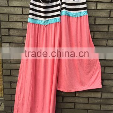 summer Mommy and Me Matching Maxi Dress kids stripe Dress High Waisted mother daughter dress clothes free shipping