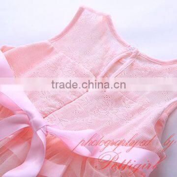 Fashion Summer Pink Girl Dresses With Lace Girls Princess Dresses Sleeveless Infant Clothes GD50112-8 photo-5