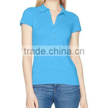 Women's Short Sleeve Pima Cotton Three-button Placket Guangzhou Polo Shirt Wholesale