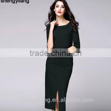 Wholesale Simple Striped Long Dress With Belt photo-4