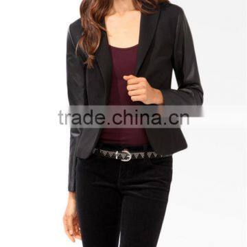 Faux Leather Trimmed Blazer