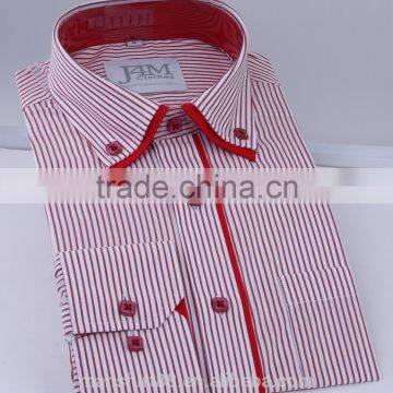 100% cotton red stripe double collar mens dress shirts