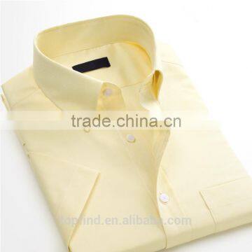 Mens Cotton CVC TC White yellow short sleeve Oxford Shirt