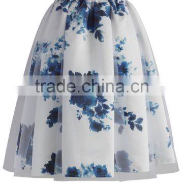 2016 Guangzhou Shandao OEM/ODM Custom Design Elegant Women Short A Line Ruffle Cotton Flower Printed Skirts photo-5