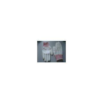 Work gloves_13G White polyester gloves with white Pu coated on palm (10-PL233)