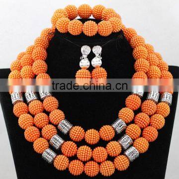 Plastic Necklace Nigerian Wedding Earrings African Bangles Jewelry Sets photo-3