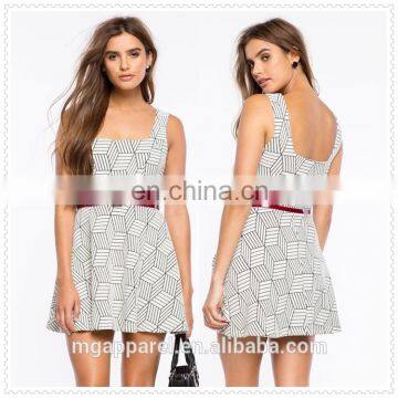 wholesale women mod graphic print fancy party flare dress for sale OEM service