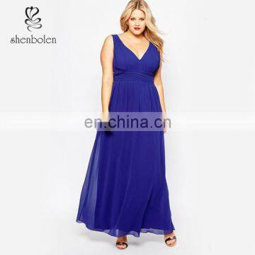 Plus Size Plunge Neck Chiffon Maxi Wrap Night Dress for Fat Ladies