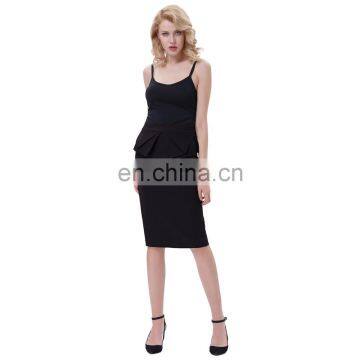 Grace Karin Womens Solid Color High Stretchy Hips-Wrapped Vintage Retro Black Pencil Skirt CL010454-1 photo-2