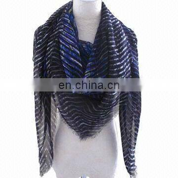 cotton square scarf with tassel black lurex